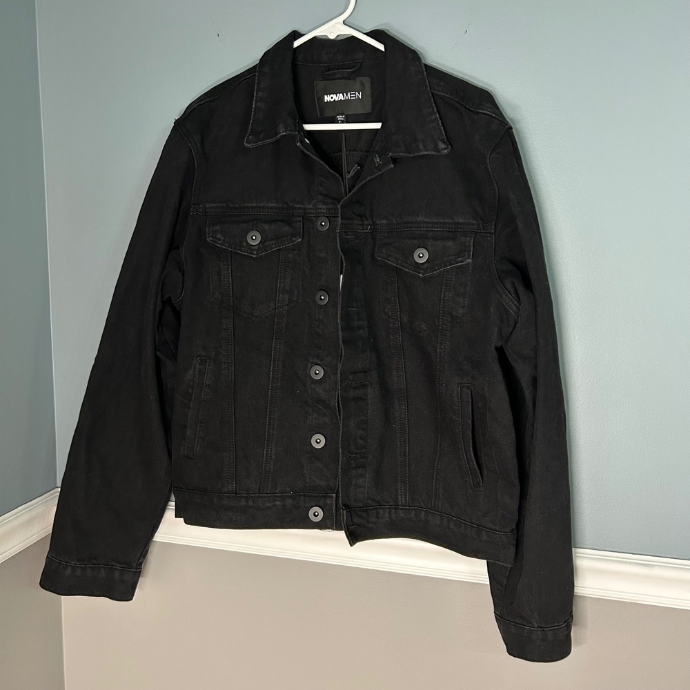 Fashion Nova Men Cobain Denim Jacket Black Size XLCotton Trucker Jacket